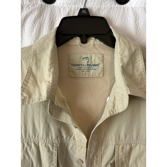 North River Outfitters Shirt Men's Large Tan Fishing Button Down Short Sleeve - Picture 3 of 4